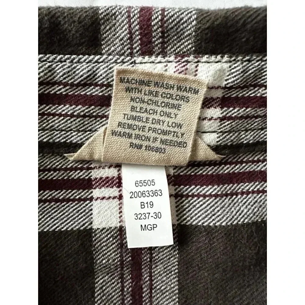 Duluth Trading Co womens flannel button-up long sleeve shirt size XL brown plaid - Picture 9 of 9